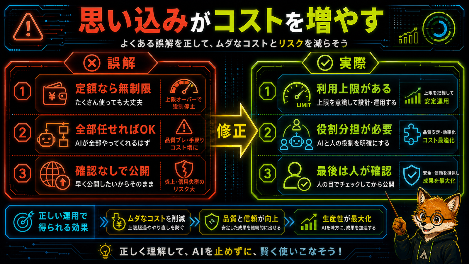 Claude Codeに関するよくある誤解と実際の違いを示す対比表